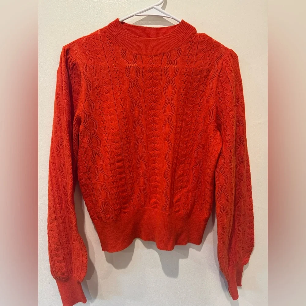 DEMYLEE x J.Crew 100% Wool Pointelle Knit Sweater Women’s XS Orange